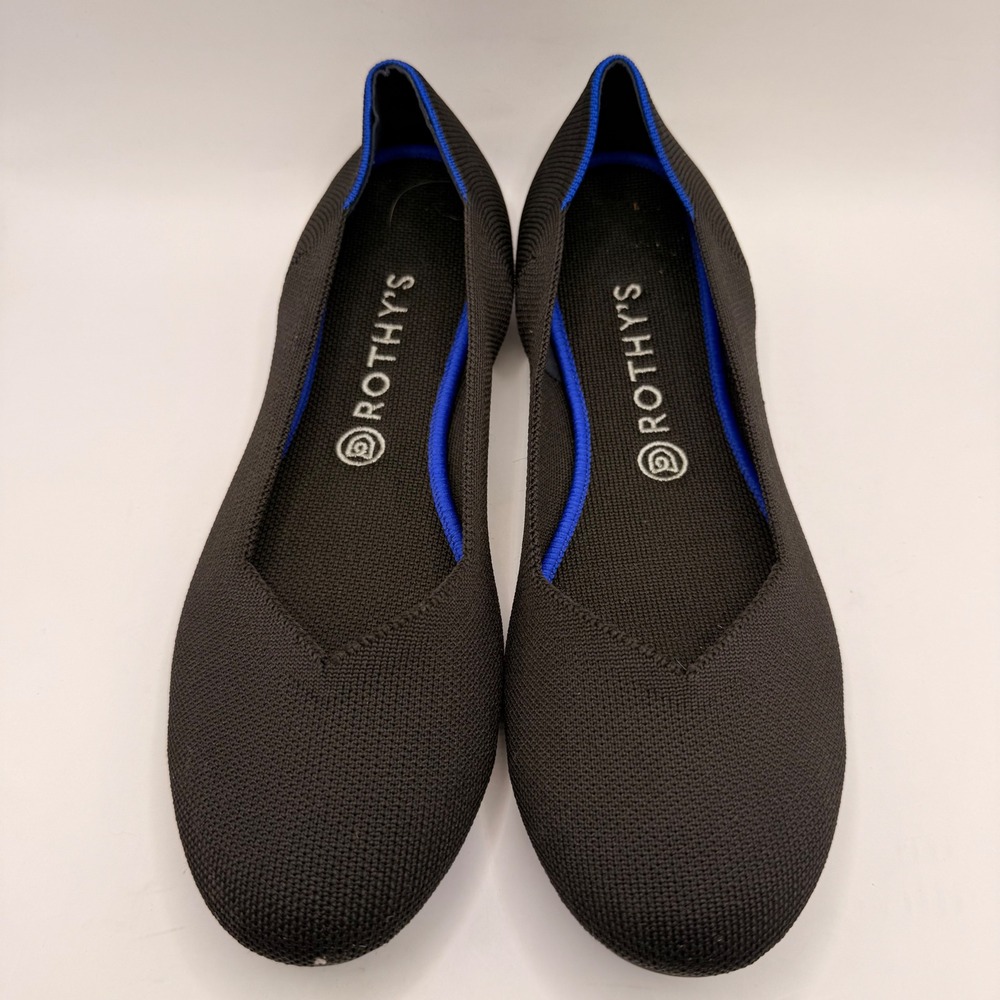Rothys The Flat Black Solid Round Toe Knit Ballet Flats Womens Size 11